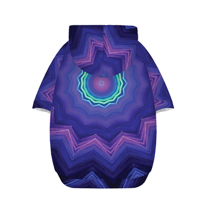 Purple And Blue Kaleidoscope Print Dog Zip Up Hoodie