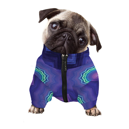 Purple And Blue Kaleidoscope Print Dog Zip Up Jacket