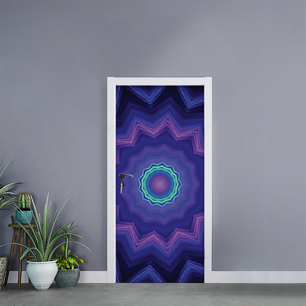 Purple And Blue Kaleidoscope Print Door Sticker