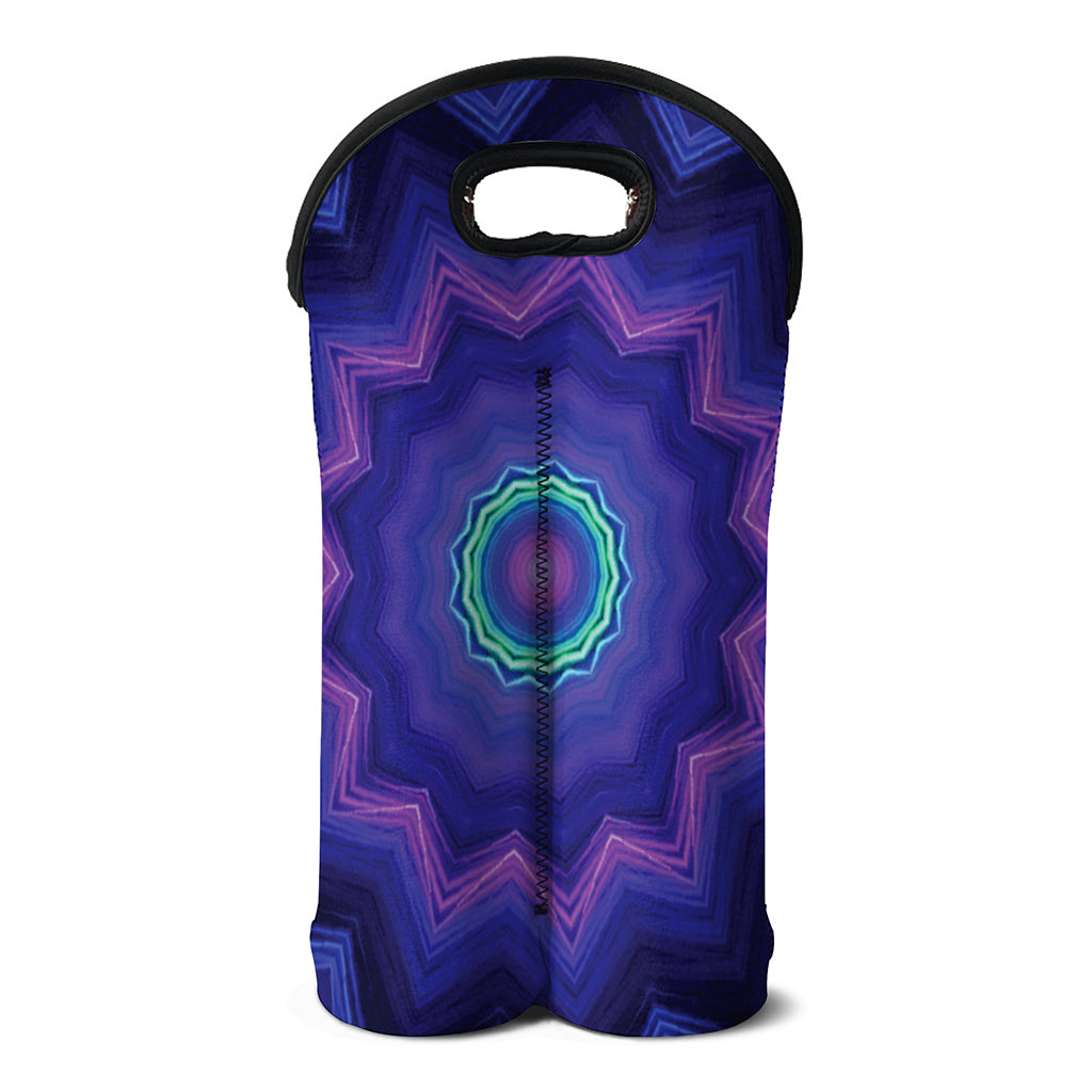 Purple And Blue Kaleidoscope Print Double Neoprene Wine Tote