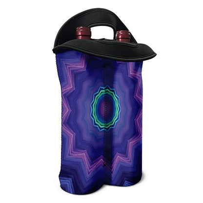 Purple And Blue Kaleidoscope Print Double Neoprene Wine Tote