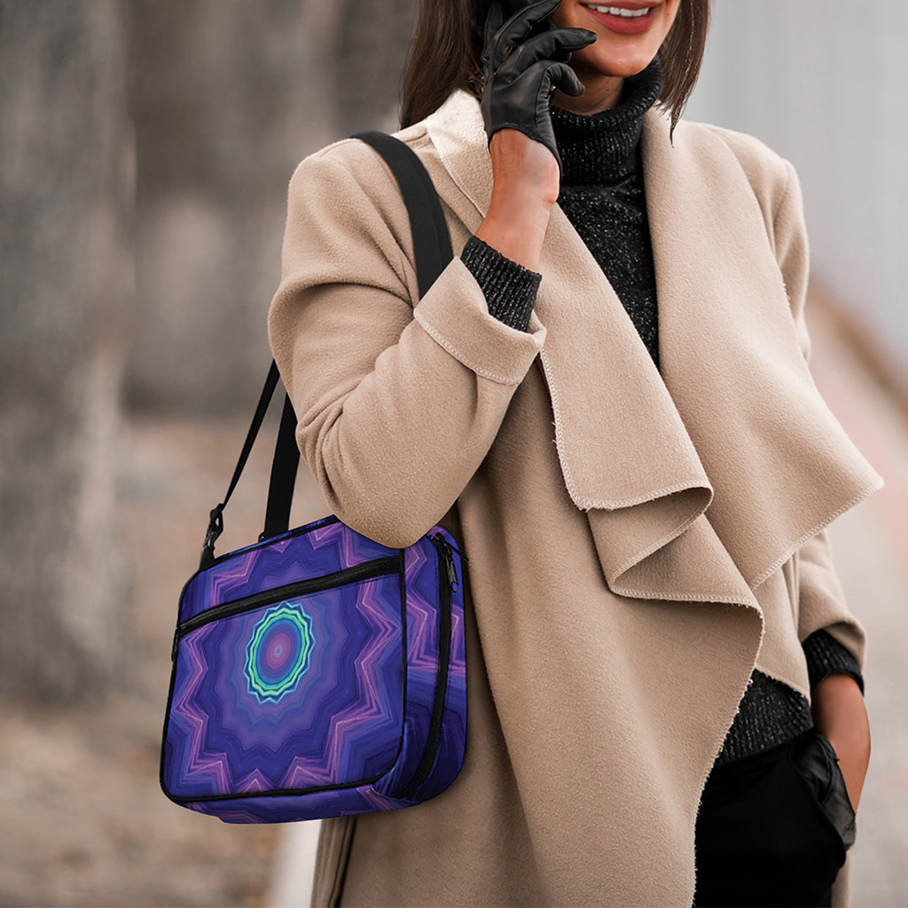 Purple And Blue Kaleidoscope Print Double Strap Bible Bag
