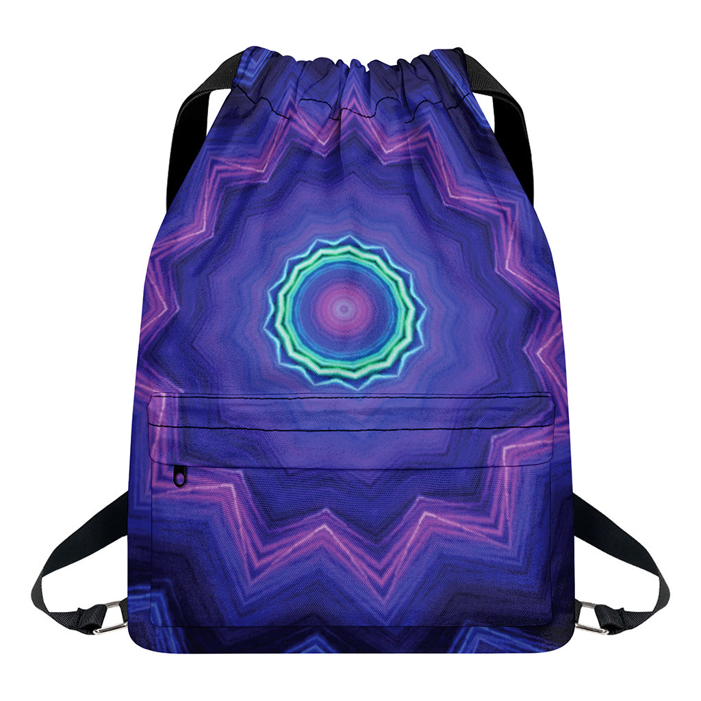 Purple And Blue Kaleidoscope Print Drawstring Backpack