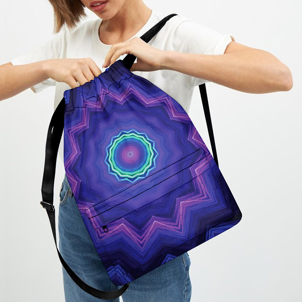 Purple And Blue Kaleidoscope Print Drawstring Backpack