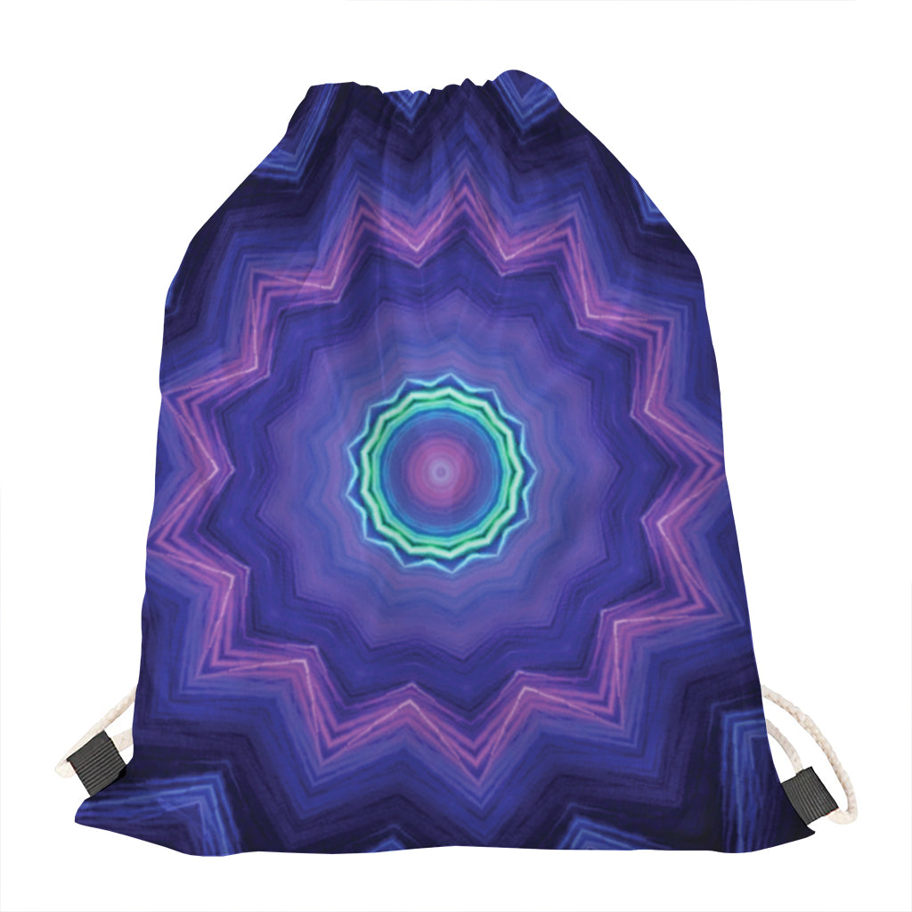 Purple And Blue Kaleidoscope Print Drawstring Bag
