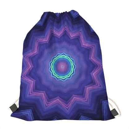 Purple And Blue Kaleidoscope Print Drawstring Bag