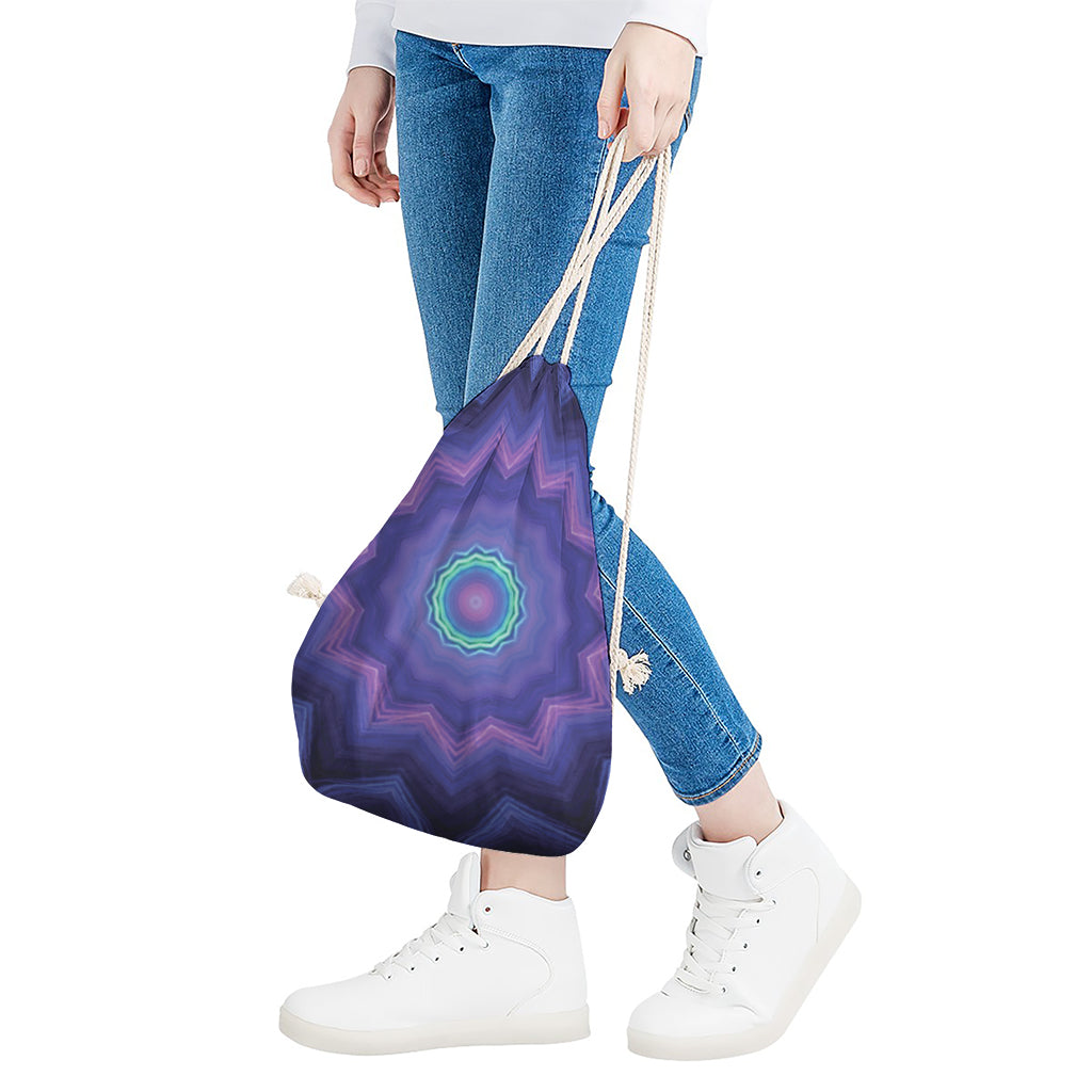 Purple And Blue Kaleidoscope Print Drawstring Bag