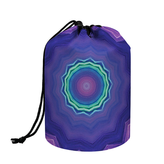Purple And Blue Kaleidoscope Print Drawstring Makeup Bag