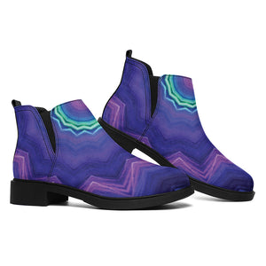 Purple And Blue Kaleidoscope Print Flat Ankle Boots