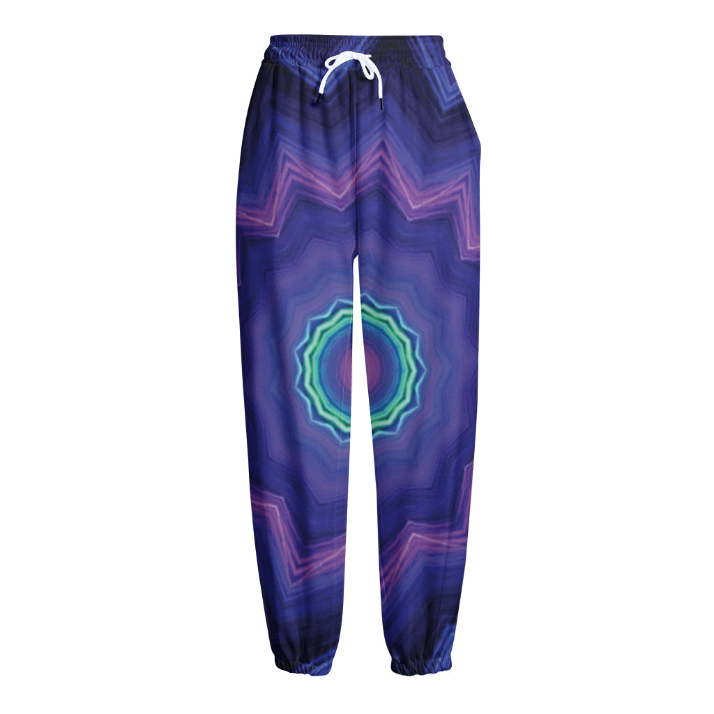 Purple And Blue Kaleidoscope Print Fleece Lined Knit Pants