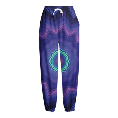 Purple And Blue Kaleidoscope Print Fleece Lined Knit Pants
