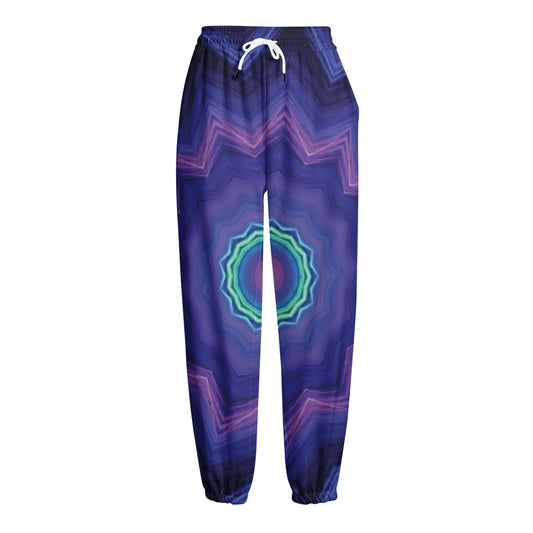 Purple And Blue Kaleidoscope Print Fleece Lined Knit Pants