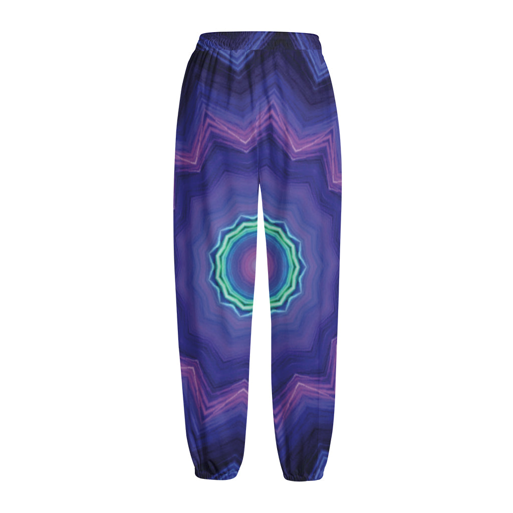Purple And Blue Kaleidoscope Print Fleece Lined Knit Pants