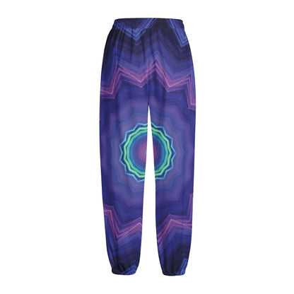Purple And Blue Kaleidoscope Print Fleece Lined Knit Pants