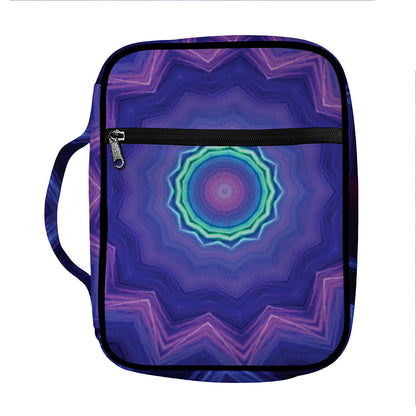 Purple And Blue Kaleidoscope Print Front Pocket Bible Bag