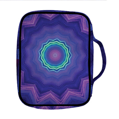 Purple And Blue Kaleidoscope Print Front Pocket Bible Bag
