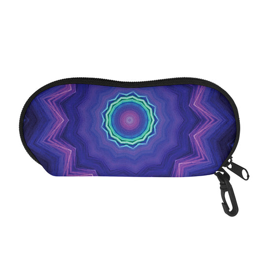 Purple And Blue Kaleidoscope Print Glasses Case