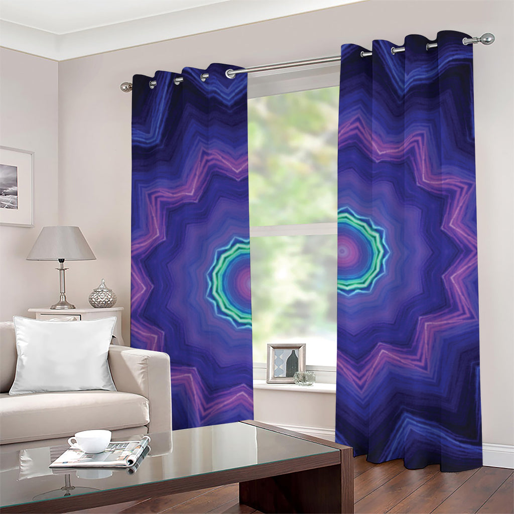 Purple And Blue Kaleidoscope Print Grommet Curtains