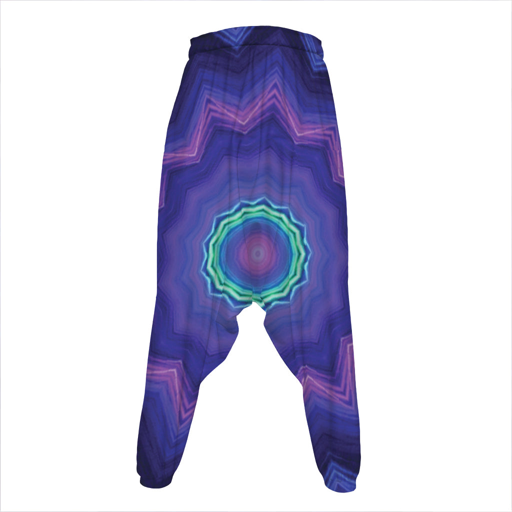 Purple And Blue Kaleidoscope Print Hammer Pants