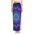 Purple And Blue Kaleidoscope Print High Slit Maxi Skirt