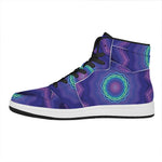 Purple And Blue Kaleidoscope Print High Top Leather Sneakers