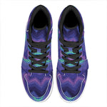 Purple And Blue Kaleidoscope Print High Top Leather Sneakers