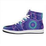 Purple And Blue Kaleidoscope Print High Top Leather Sneakers