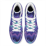 Purple And Blue Kaleidoscope Print High Top Leather Sneakers