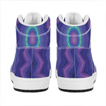 Purple And Blue Kaleidoscope Print High Top Leather Sneakers