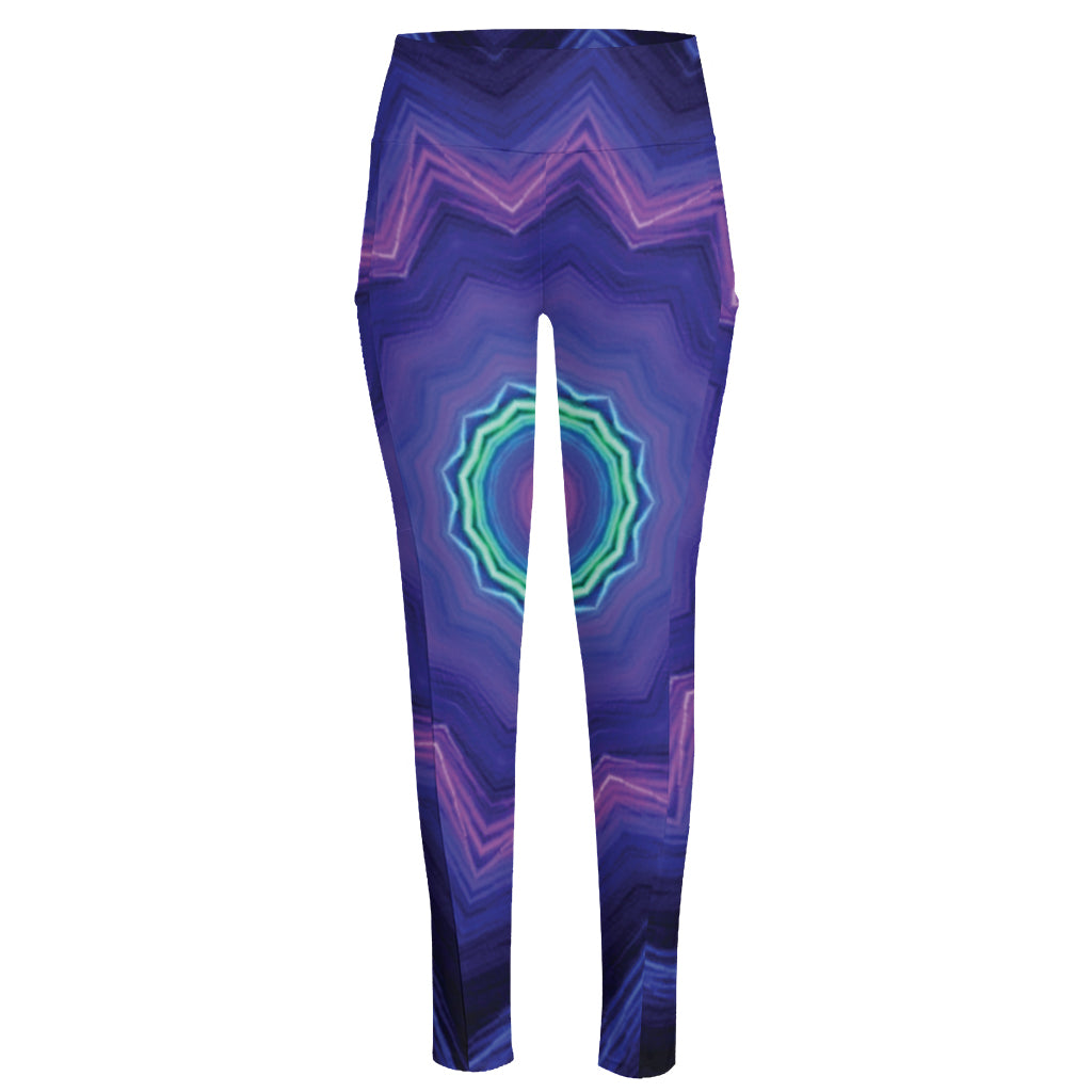 Purple And Blue Kaleidoscope Print High-Waisted Pocket Leggings