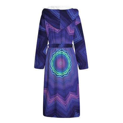 Purple And Blue Kaleidoscope Print Hooded Bathrobe