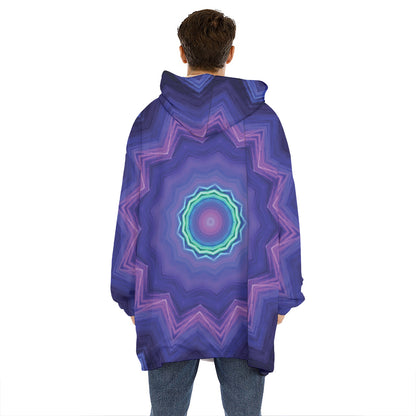 Purple And Blue Kaleidoscope Print Hoodie Blanket