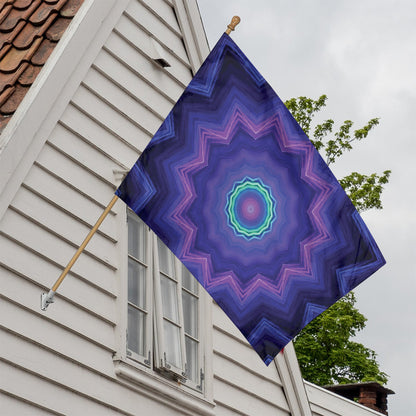 Purple And Blue Kaleidoscope Print House Flag