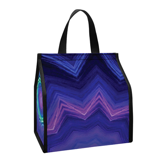 Purple And Blue Kaleidoscope Print Insulated Lunch Tote