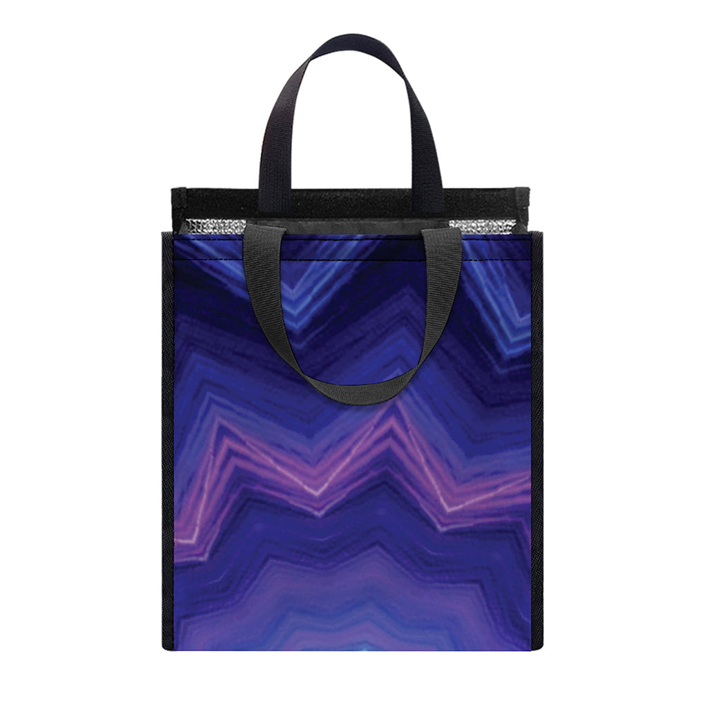 Purple And Blue Kaleidoscope Print Insulated Lunch Tote
