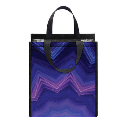 Purple And Blue Kaleidoscope Print Insulated Lunch Tote