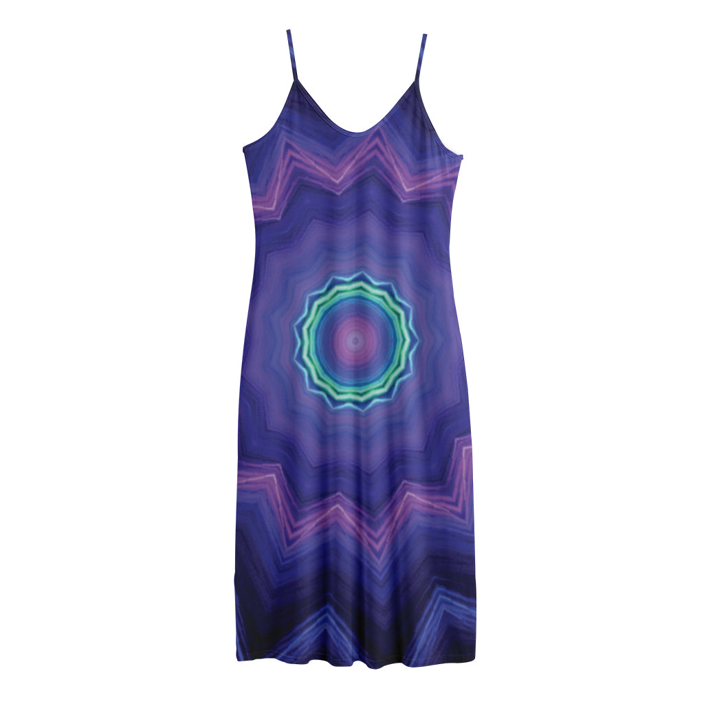 Purple And Blue Kaleidoscope Print Jersey Midi Cami Dress