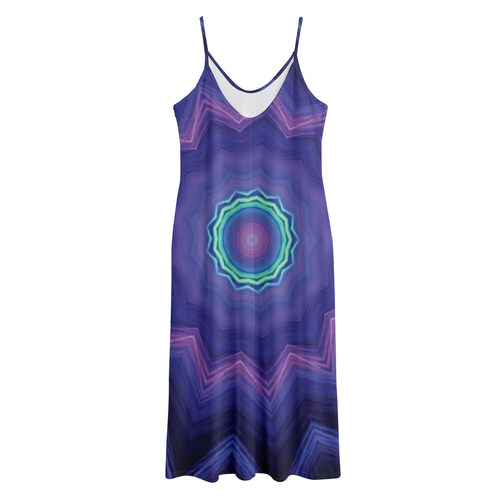 Purple And Blue Kaleidoscope Print Jersey Midi Cami Dress