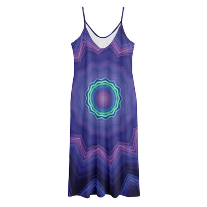Purple And Blue Kaleidoscope Print Jersey Midi Cami Dress