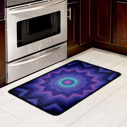 Purple And Blue Kaleidoscope Print Kitchen Mat