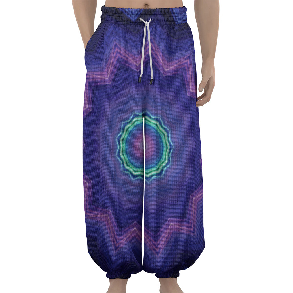 Purple And Blue Kaleidoscope Print Lantern Pants