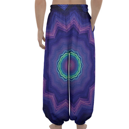 Purple And Blue Kaleidoscope Print Lantern Pants