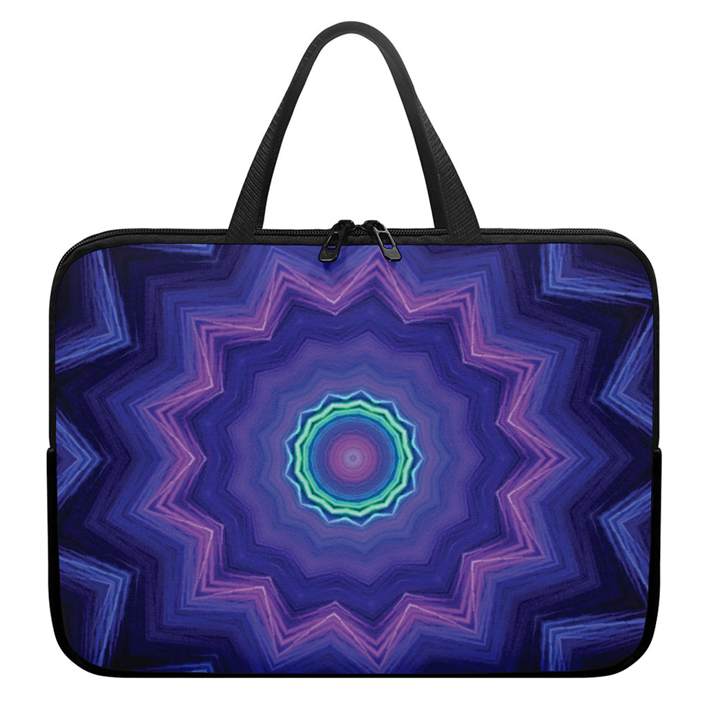 Purple And Blue Kaleidoscope Print Laptop Sleeve With Handle