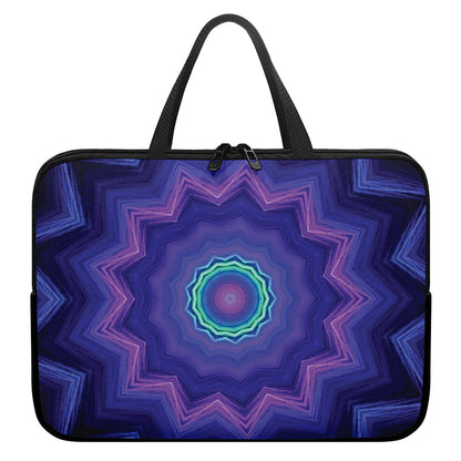 Purple And Blue Kaleidoscope Print Laptop Sleeve With Handle