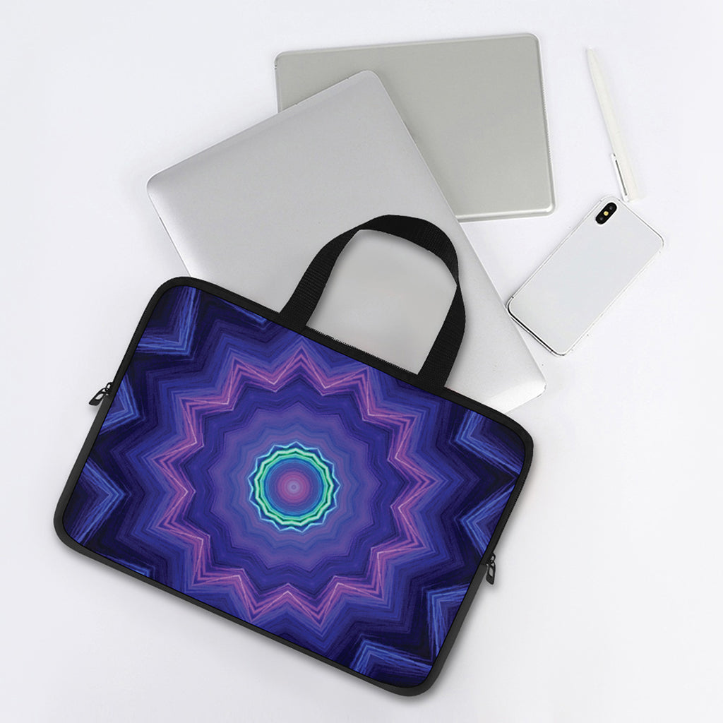 Purple And Blue Kaleidoscope Print Laptop Sleeve With Handle