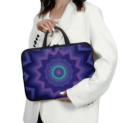 Purple And Blue Kaleidoscope Print Laptop Sleeve With Handle