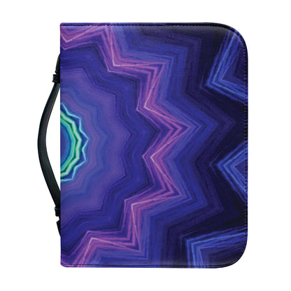 Purple And Blue Kaleidoscope Print Leather Bible Cover