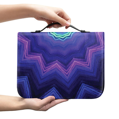 Purple And Blue Kaleidoscope Print Leather Bible Cover