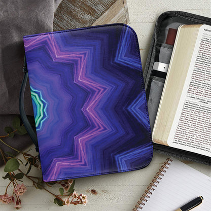 Purple And Blue Kaleidoscope Print Leather Bible Cover