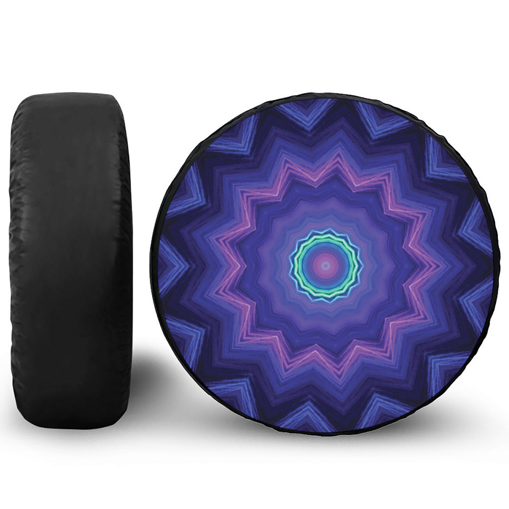 Purple And Blue Kaleidoscope Print Leather Spare Tire Cover